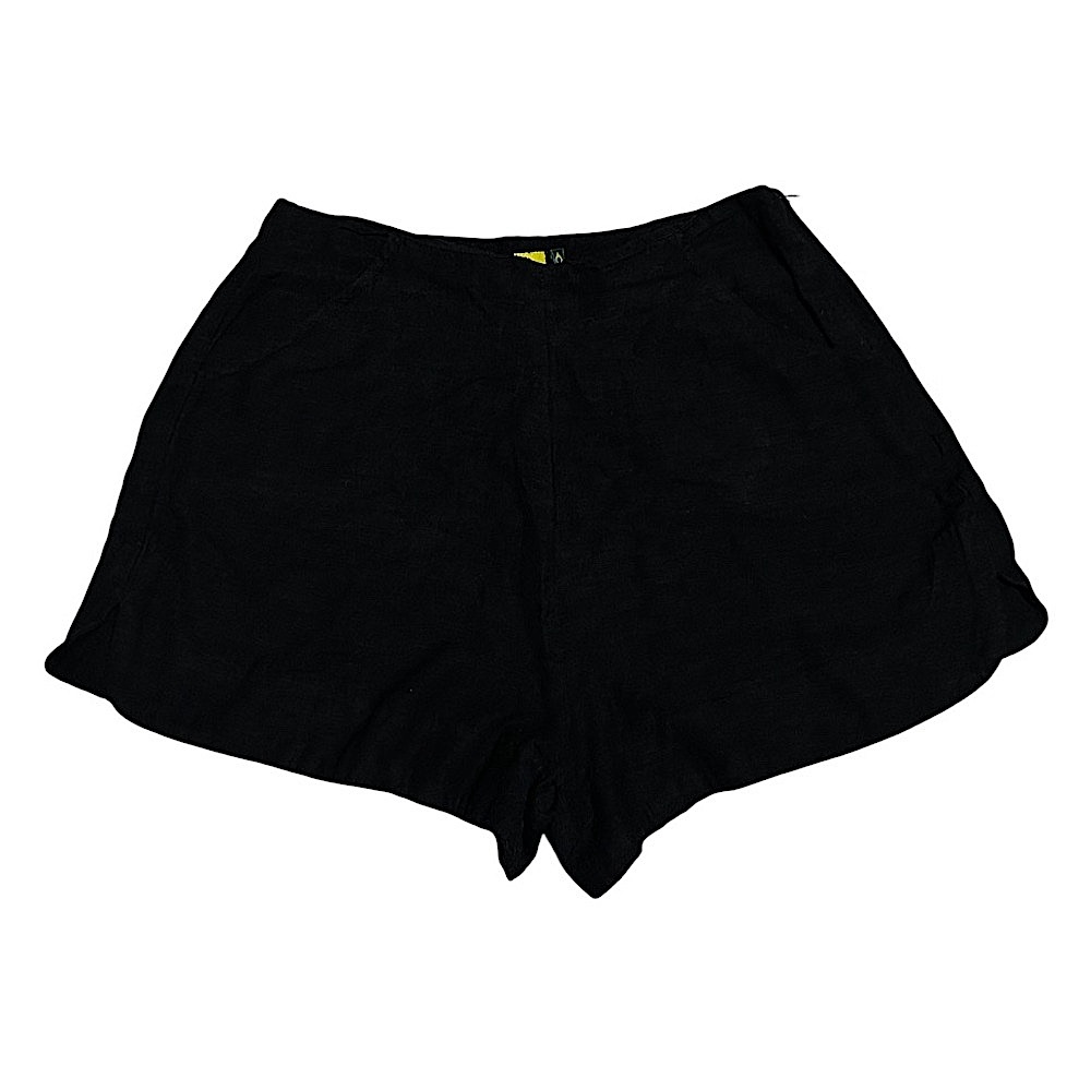Farm Rio Lightweight Pockets Side Zip Shorts in Black Size S linen/cotton blend.